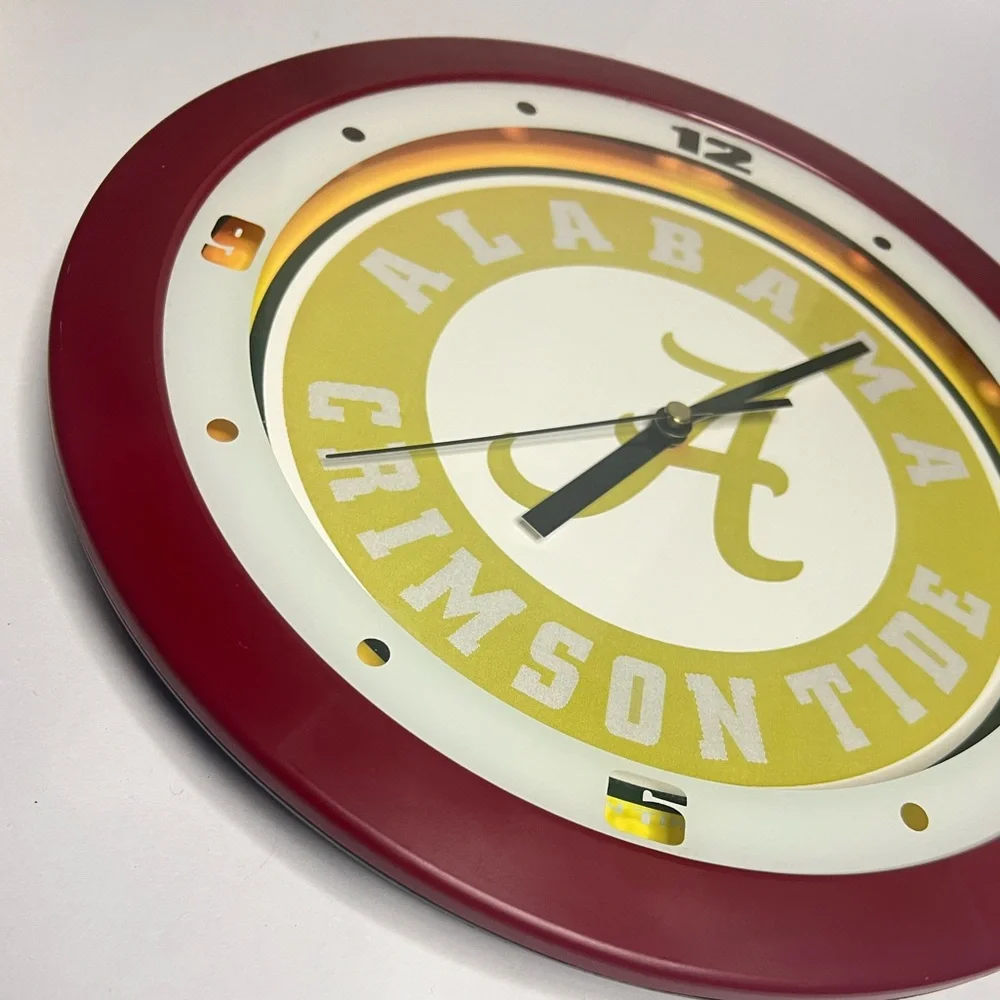 Alabama Crimson Tide 11.5''Suntime Premium Glass Face Traditional Logo WallClock